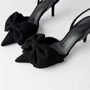 Zara Black Bow Slingbacks